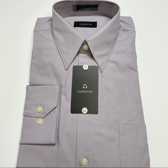 Claiborne Purple Dress Sport Shirt SZ L 16.5 34 35 Mens Career Buttons Cotton - Picture 3 of 7